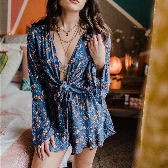 Pants - Bell Sleeve Deep-V Romper